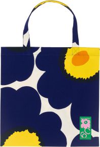 Marimekko Unikko Tragetasche 43x44 cm natur, dunkelblau, gelb, orange Special Edition 60 Jahre