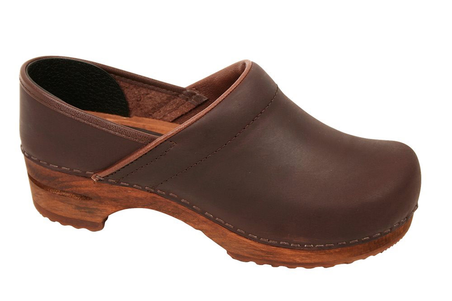 Sanita Damen Clogs Holz geschlossen antikbraun. kaufen
