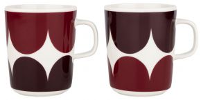 Marimekko Härkä (Stier) Oiva Tasse / Becher 0,25 l 2 Stk. cremeweiß, weinrot, dunkelrot