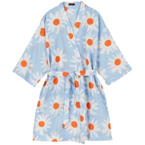 Marimekko Damen Bademantel hellblau, weiß, orange Rakastaa ei rakasta (Lieben, nicht Lieben)