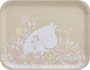 Muurla Mumins Blumenfeld Tablett 28x36 cm beige, gelb, rosa, weiß