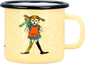 Muurla Pippi Langstrumpf Fußstapfen Tasse / Becher 0,25 l Emaille gelb, rot