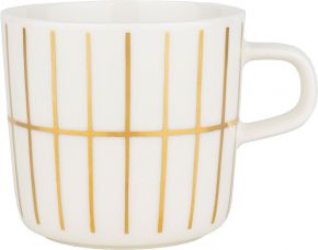 Marimekko Tiiliskivi (Ziegelstein) Oiva Tasse 0,2 l cremeweiß, gold