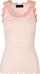 Rosemunde Copenhagen Damen Top Seide Vintage Spitze Babette gestreift