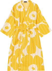 Marimekko Damen Bademantel / Strandmantel frühlingsgelb, ecru Unikko Vesi (Wasser)