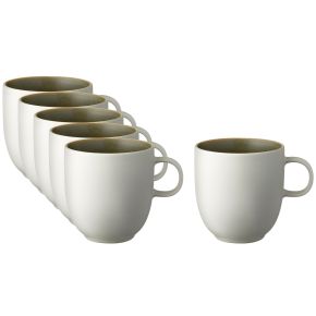 Studio Round North Tasse / Becher mit Henkel 0,33 l mattweiß, matt farbig moss 6 Stk.
