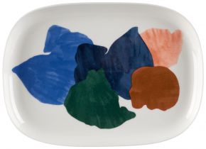 Marimekko Pyykki (Wäscherei) Oiva Platte 23x32 cm creme, hellblau, dunkelblau, grün, braun, orange
