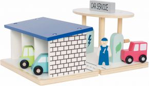 Jabadabado Blau Auto-Spiel-Set Tankstelle mit Garagen