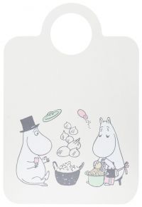 Muurla Mumins Bon Appetit Schneidebrett / Servierbrett 21x31 cm mit 2 Motiven grau, mehrfarbig