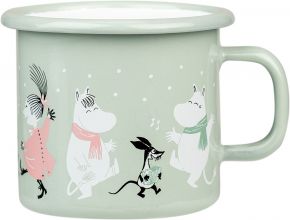 Muurla Mumins Festliche Stimmung Tasse / Becher 0,25 l Emaille grün, mehrfarbig