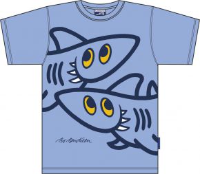 Bo Bendixen Unisex T-Shirt hellblau lustige Haie