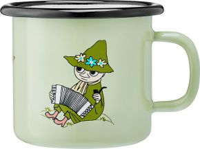 Muurla Mumins Retro Snufkin Tasse / Becher Emaille 0,25 l grün, türkis, beige, schwarz, weiß