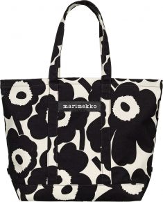 Marimekko Unikko Peruskassi Tragetasche 38x54x19,5 cm schwarz, cremeweiß