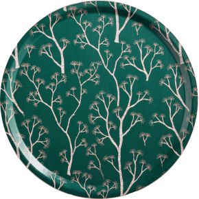 Born in Sweden Tablett Ø 38 cm Pine dunkelgrün, weiß