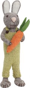 Gry & Sif Osterhase mit Hose & Karotte grau, grün, orange