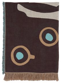 Marimekko Musta Tamma (schwarze Stute) Baumwolldecke 130x180 cm dunkelbraun, hellblau, cremeweiß