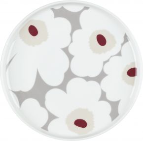 Marimekko Unikko Oiva Teller Ø 20 cm cremeweiß, hellgrau, rot, gelb