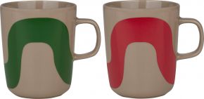 Marimekko Seireeni (Sirene) Oiva Tasse / Becher 0,25 l 2 Stk. terra, grün, rot