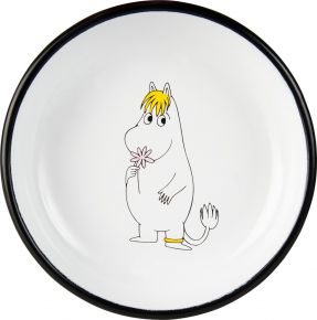 Muurla Mumin Retro Snorkmädchen Teller tief Emaille Ø 18 cm rosa, weiß, schwarz