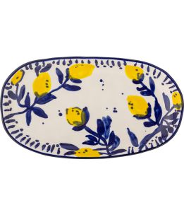 Bloomingville Platte 16,5x29 cm blau, gelb, creme Maxima