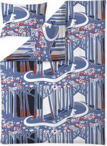 Finlayson Mumin Metsätiemuumi (Forst) Bettwäsche (Öko-Tex) 150x210 cm / 50x60 cm blau, rot
