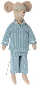 Maileg Maus mit Pyjama & Schlafmaske Höhe 33 cm blau, rosa