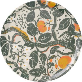 Spira of Sweden Landhaus Vindla Tablett Ø 38 cm grün, gelb, orange, beige