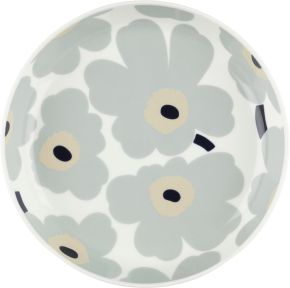 Marimekko Unikko Oiva Teller / flache Schale Ø 20,5 cm cremeweiß, hellgrau, sand, dunkelblau