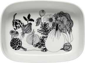 Marimekko Siirtolapuutarha (Schrebergarten) Oiva Servierschale / Ofenform 20,5x28 cm schwarz, cremew