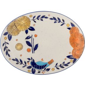 Bloomingville Platte 25x34 cm blau, orange, creme Lynna