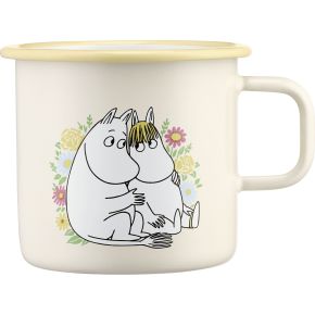 Muurla Mumins Flowers Tasse / Becher Emaille 0,55 l hellgelb, bunt