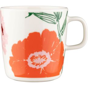 Marimekko Puutarhakutsut (Garteneinladung) Oiva Tasse / Becher 0,4 l cremeweiß, grün, orange