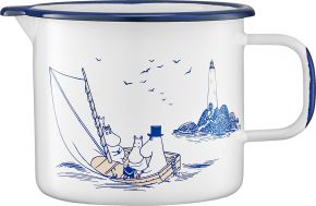 Muurla Mumins Segler Krug / Sauciere 1,3 l Emaille weiß, blau