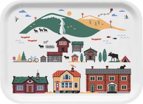 Citronelles Scandinavian Mountains Sommer Tablett 20x27 cm weiß, mehrfarbig