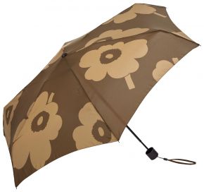 Marimekko Juhla (Fest) Unikko Mini Regenschirm manuell braun, beige