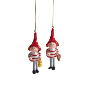 Nääsgränsgården Hängedeko Tomte Tusse Höhe 8,5 cm 2 tlg. weiß, rot