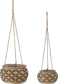 Bloomingville Blumenübertopf zum Hängen Seegras 2er Set Höhe 11 cm Ø 15 cm/Höhe 15 cm Ø 19 cm natur