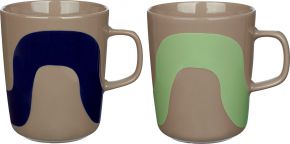 Marimekko Seireeni (Sirene) Oiva Tasse / Becher 0,25 l 2 Stk. terra, dunkelblau, mint