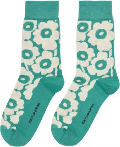 Marimekko Damen Strümpfe Unikko Kirmailla Tone cremefarben, grün