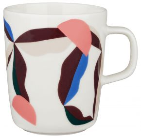 Marimekko Beere Oiva Tasse / Becher 0,25 l weiß, blau, puder, weinrot