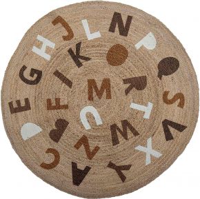 Bloomingville Mini Buchstabenteppich Jute Ø 130 cm braun, natur Dinne