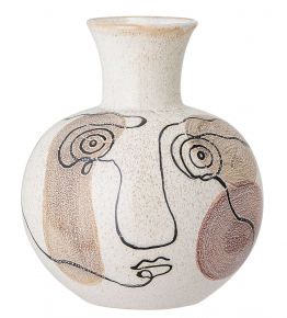 Bloomingville Vase mit Gesicht Höhe 22,5 cm natur, schwarz, hellbraun
