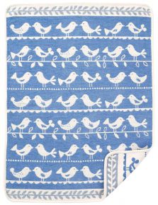 Klippan Vögel Baby Chenille Decke (Öko-Tex) 70x90 cm