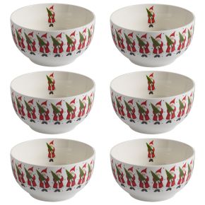 Nääsgränsgården Weihnachtsfrieden Schüssel 0,5 l  Höhe 6,5 cm Ø 13 cm weiß, rot 6 Stk.