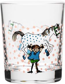 Muurla Pippi Langstrumpf Pippi und Pferd Glas 0,2 l klar, rosa, blau