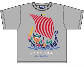 Bo Bendixen Unisex Kinder T-Shirt grau Wikingerschiff