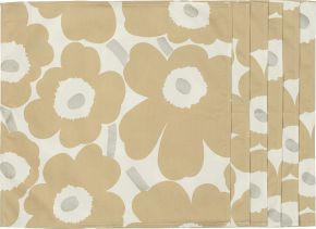 Marimekko Unikko Stoffserviette (Satin) 6 Stk. cremeweiß, silber, beige