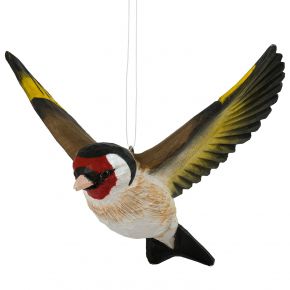 Wildlife Garden DecoBird Fliegender Stieglitz handgeschnitzt