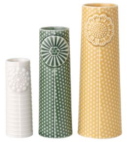 Dottir Nordic Design Pipanella Flock wilde Wiese Vase 3er Set weiß, grün, gelb