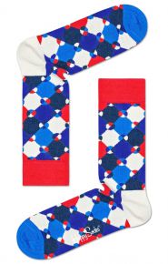 Happy Socks Unisex Strümpfe Diamond Dot blau, rot, weiß